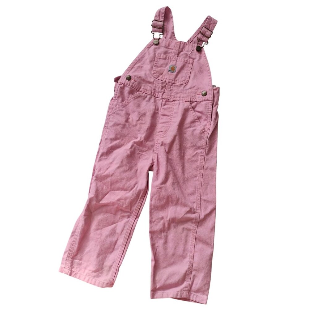 Carhartt Pink Toddler Overalls 3T w 3 Tees Outdoor Durable Workwear - Picture 2 of 13